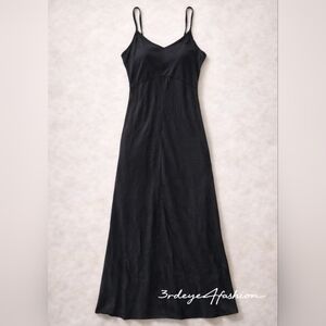 🖤 Classic Black Slip Dress Midi ✨ Minimal Chic Everyday Essential